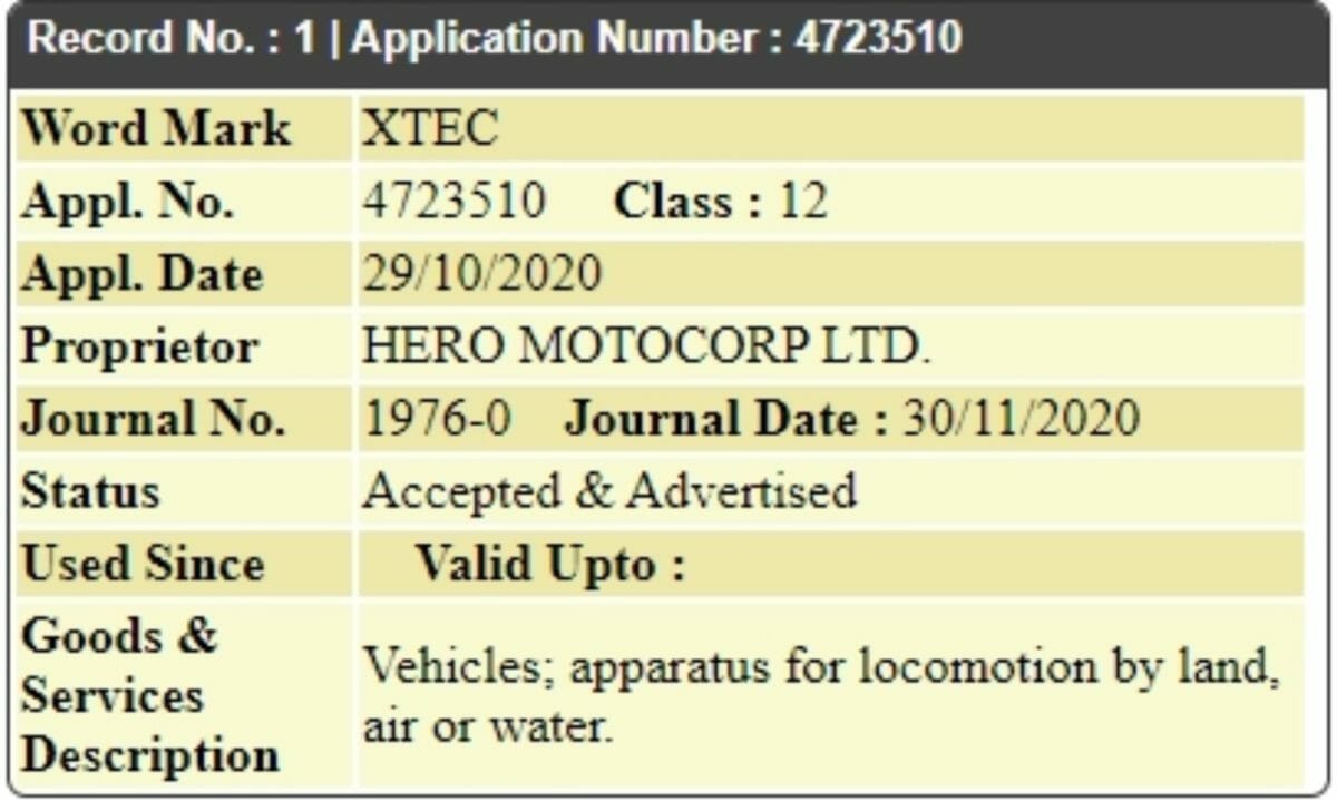 Hero XTEC trademark