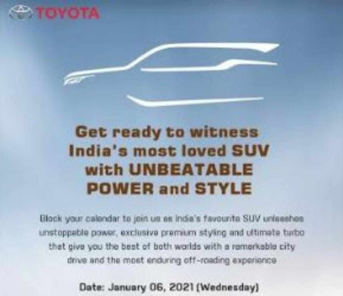 Toyota fortuner legender media invite