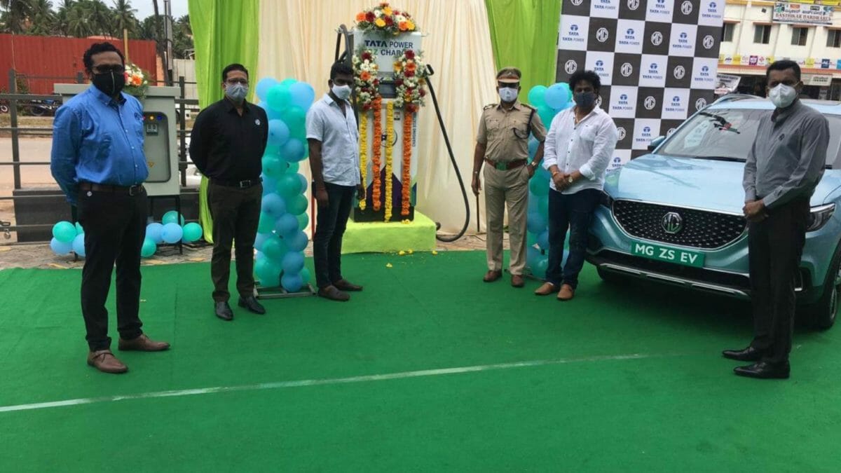 MG Motor Tata Power superfast EV charging station in mangalore