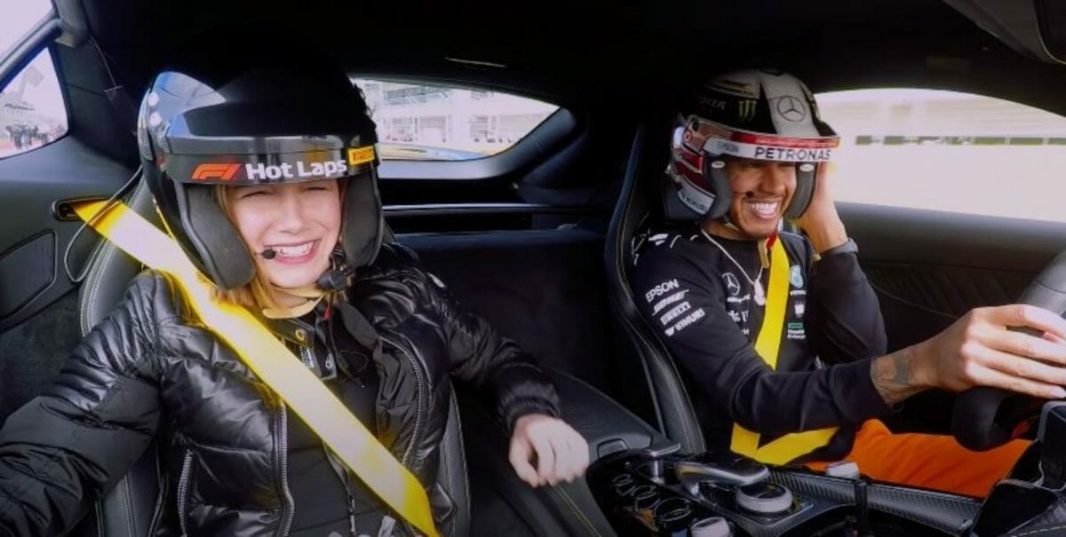 Lewis Hamilton & Millie Bobby Brown hot lap