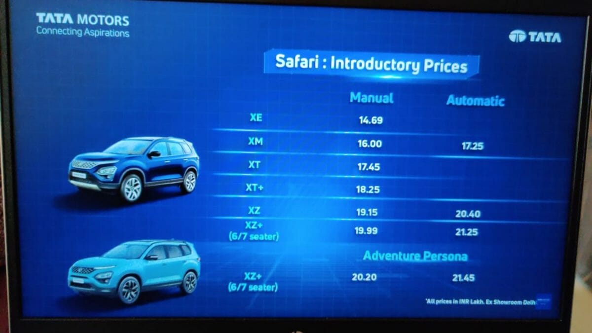 Tata Safari prices