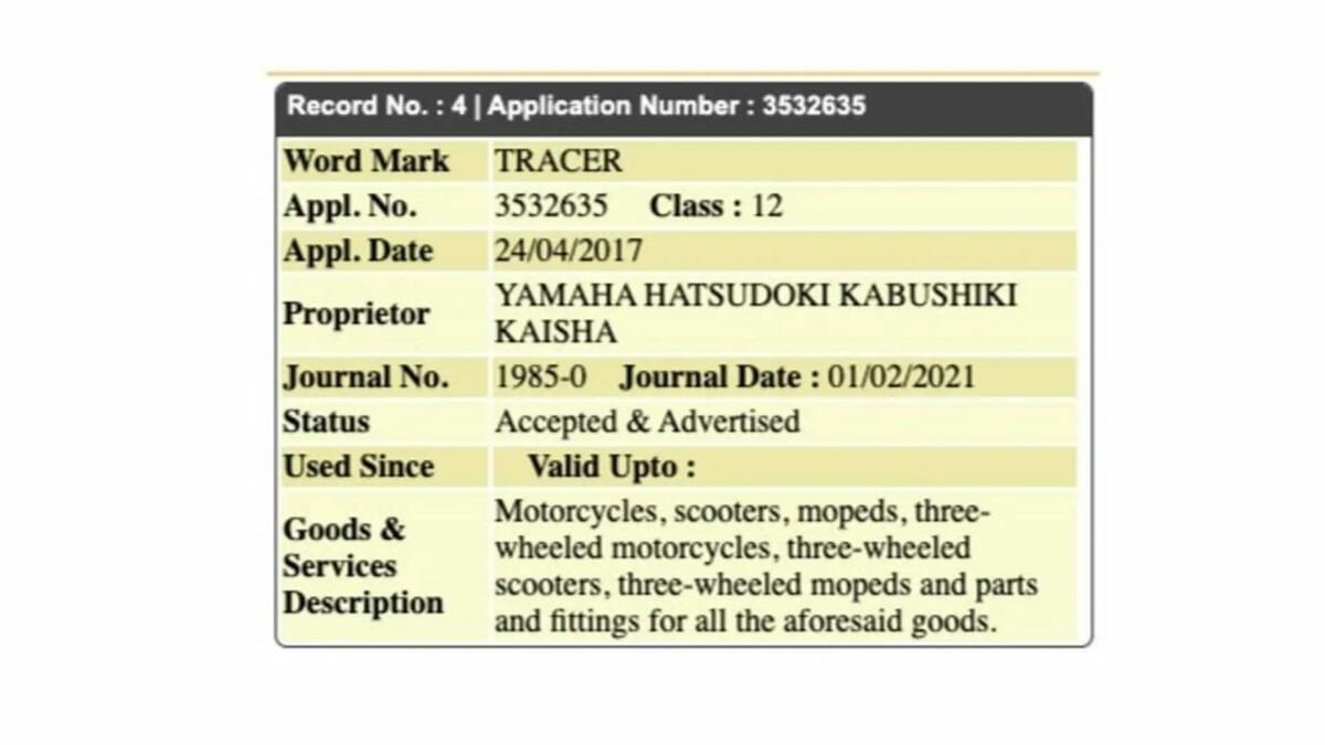 Yamaha Tracer trademark