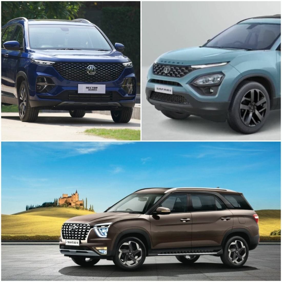 Tata safari vs MG hector plus vs hyundai alcazar