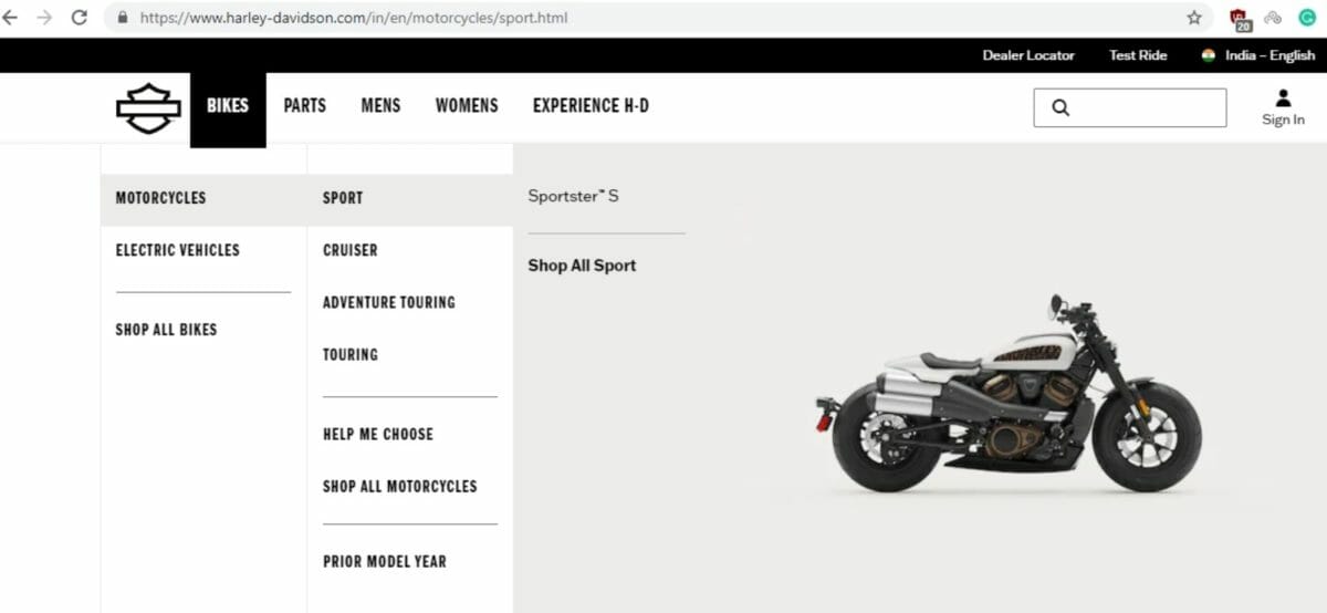 Harley Davidson Sportster S India listing