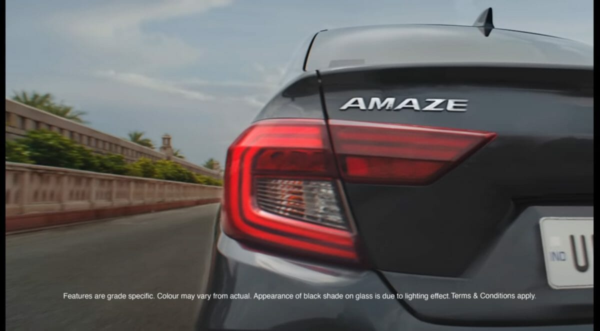 honda amaze facelift teaser rear