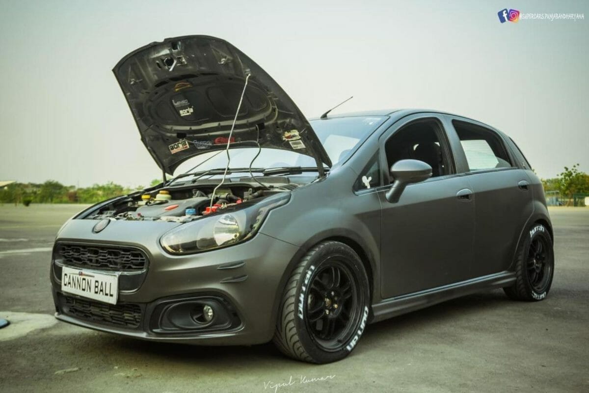 Modded matte black Punto Abarth engine