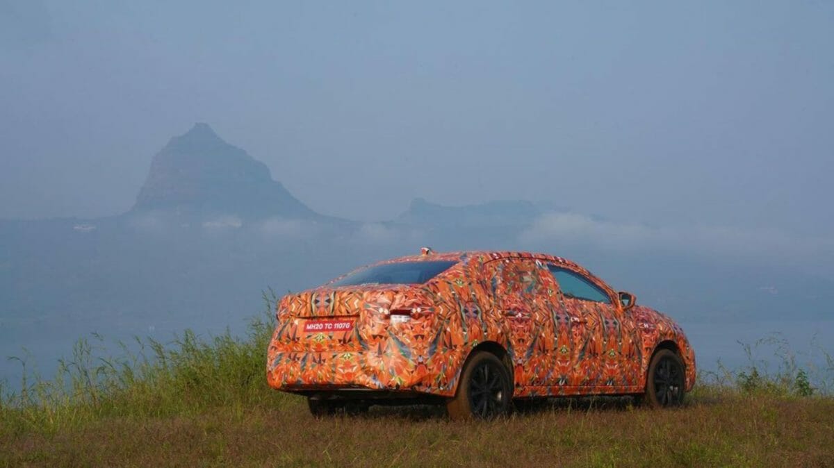 Skoda Slavia in camo rear