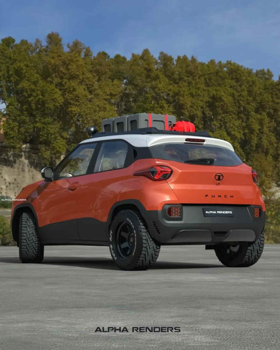 Tata Punch offroad 3D render rear