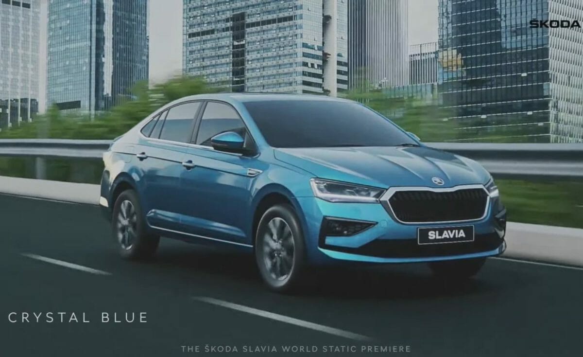 skoda slavia revealed blue