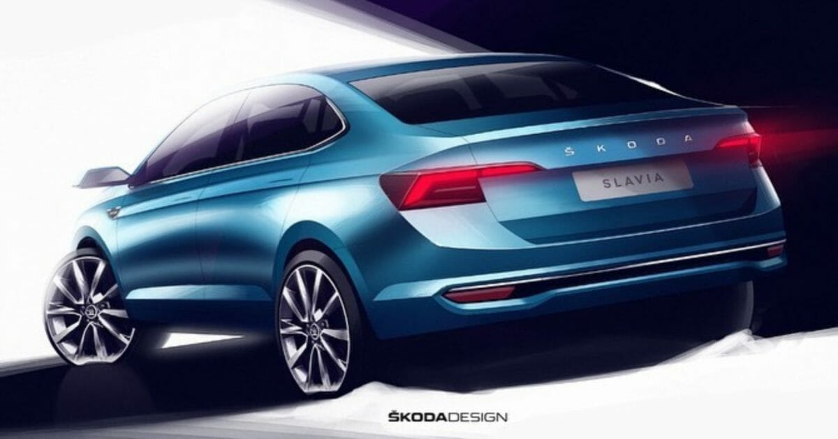 skoda slavia sketches rear