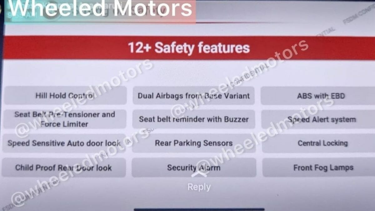 2022 Maruti Suzuki Wagon R facelift brochure (12+ safety features page)