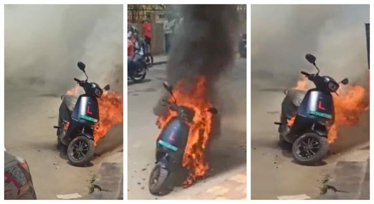 Blue Ola Scooter burning