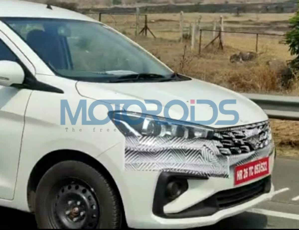 Maruti suzuki ertiga facelift spotted testing for ARAI