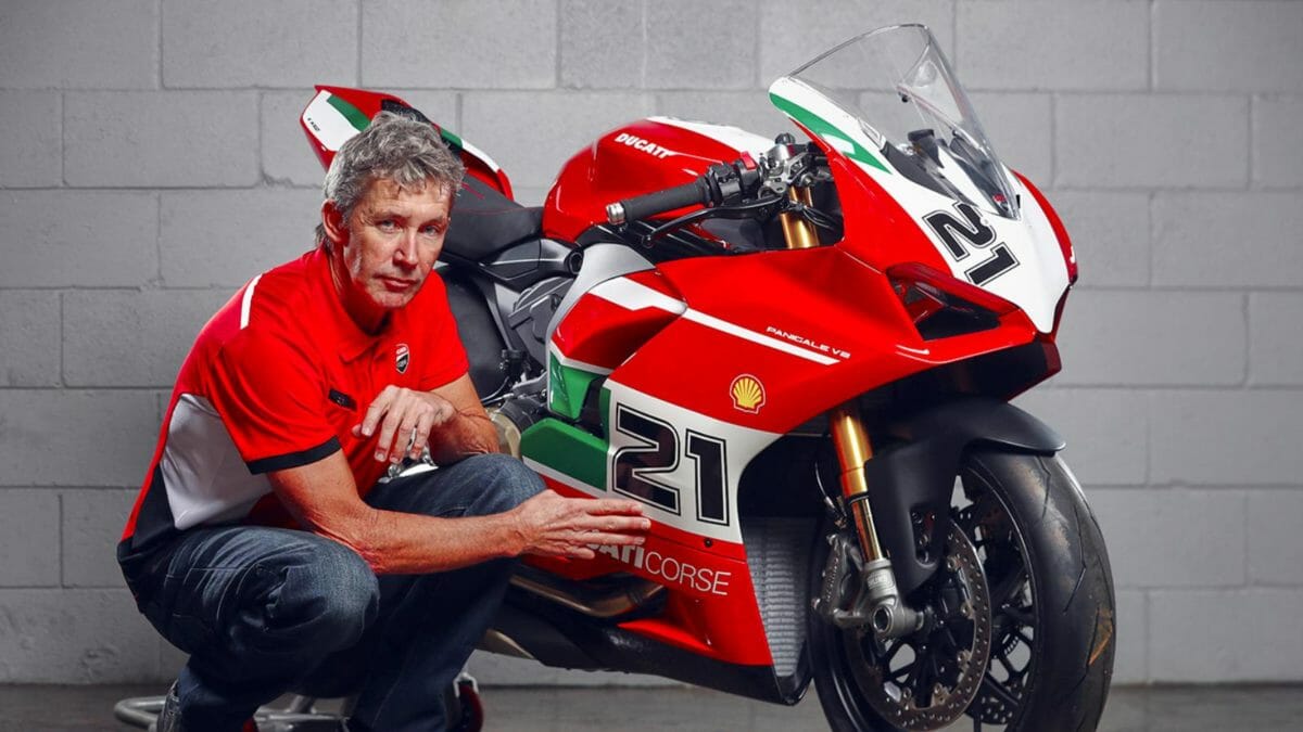 Mr. Troy Bayliss with the new Ducati Panigale V2 Bayliss Edition
