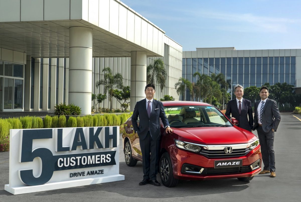 honda amaze  lakh sales milestone