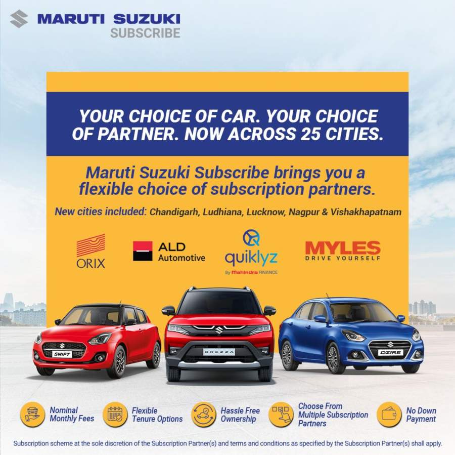 maruti suzuki subscribe expands to  cities