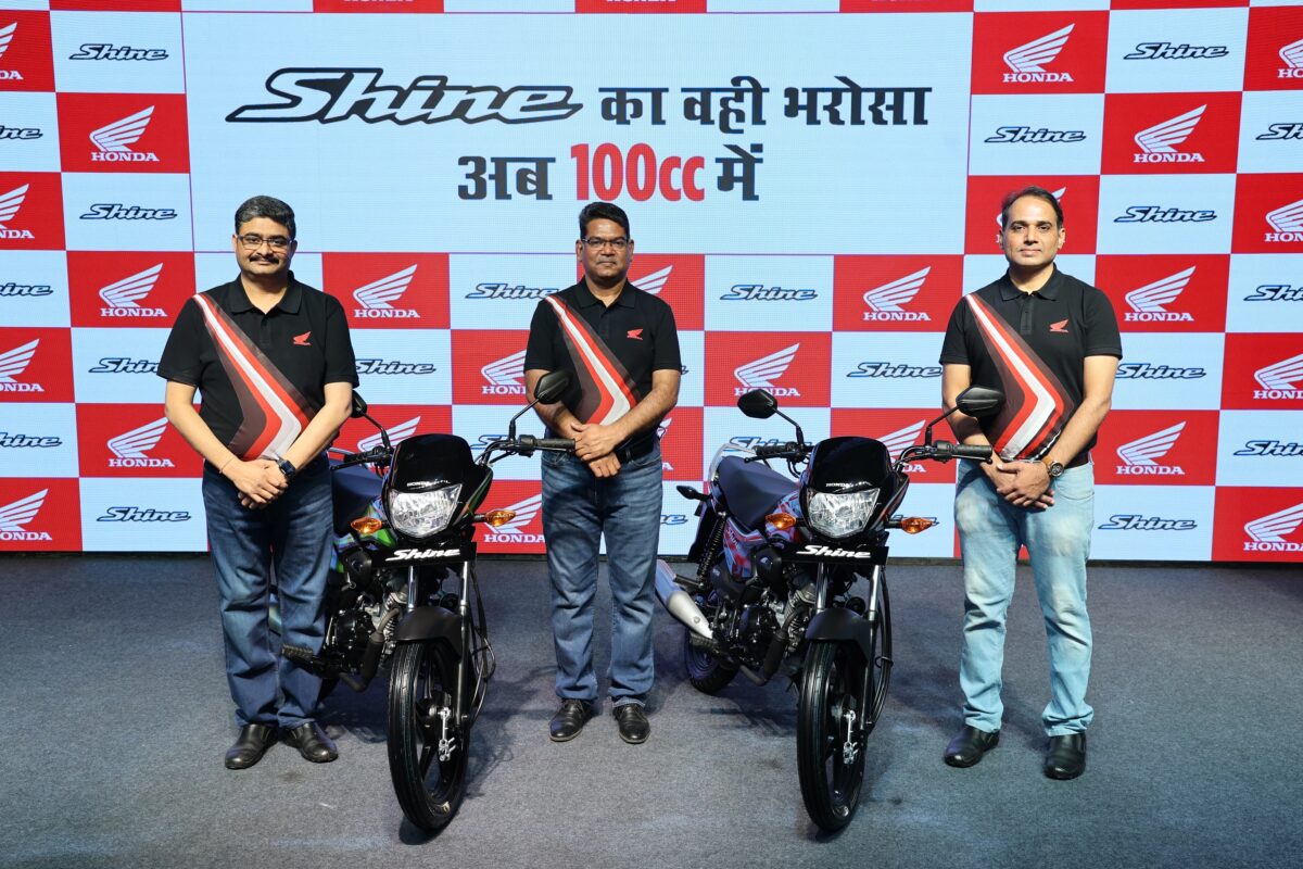 A still from the launch of all-new Honda Shine 100