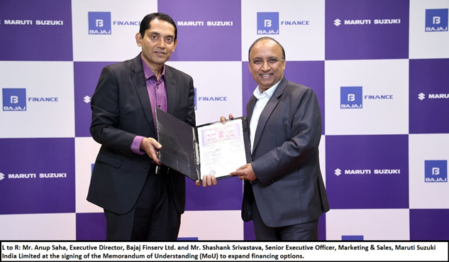 A still from Maruti Suzuki announcing its collaboration with Bajaj Finance