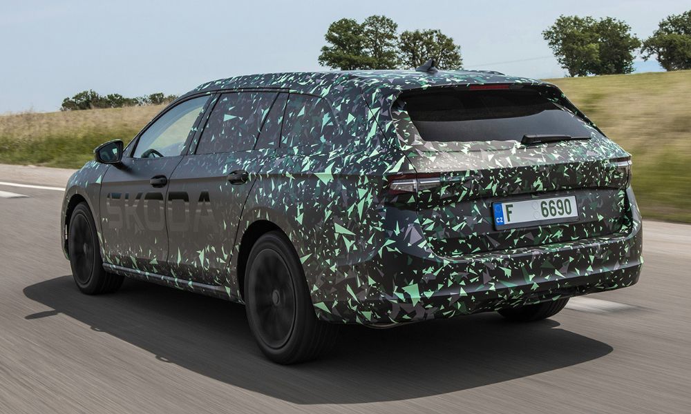 Skoda Superb in camo from rear