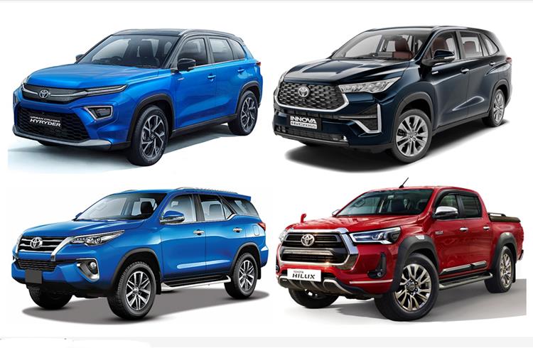 The Toyota line-up of 4 prominent vehicles