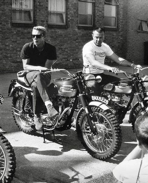 Steve McQueen with his Triumph